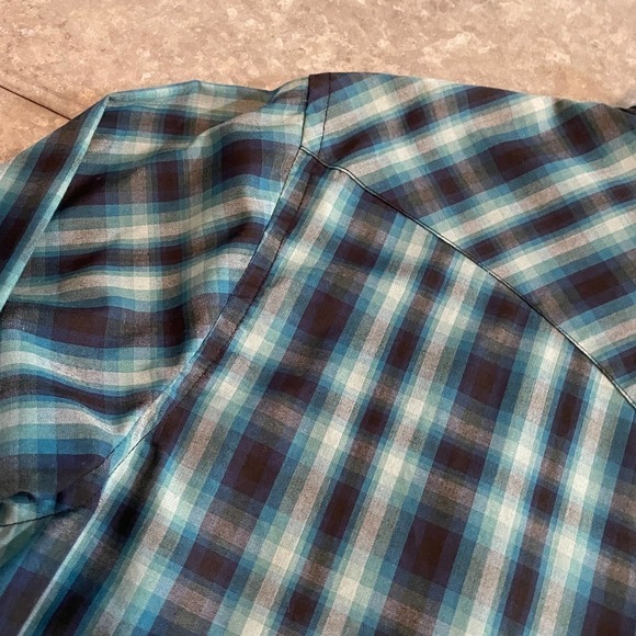 Pendleton Frontier Shirt Long Sleeve Snap Western Blue Green Plaid Mens Medium - Picture 10 of 11
